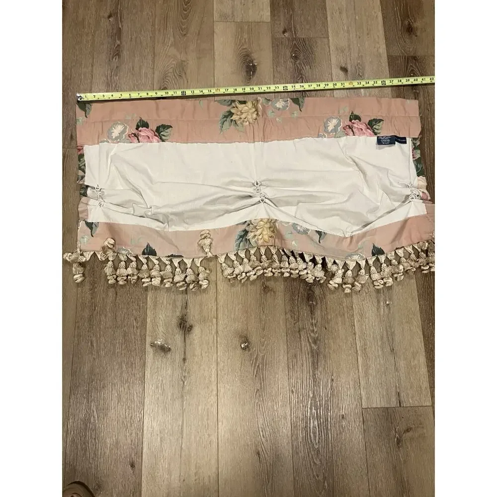 VTG Ralph Lauren Cynthia Pink Floral Valance Tassels Hand-Sewn Rings 80s RARE